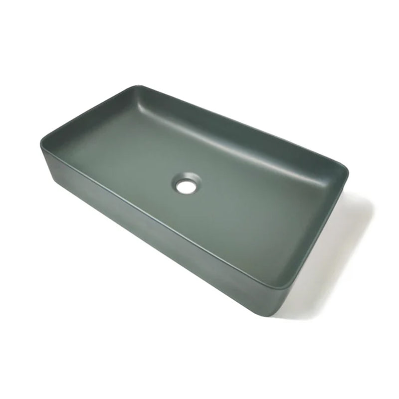 Universal Rectangular Bathroom Sink - Vessel - 24" Ceramic/Matt Green