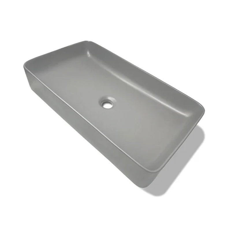 Universal Rectangular Bathroom Sink - Vessel - 24" Ceramic/Matt Grey