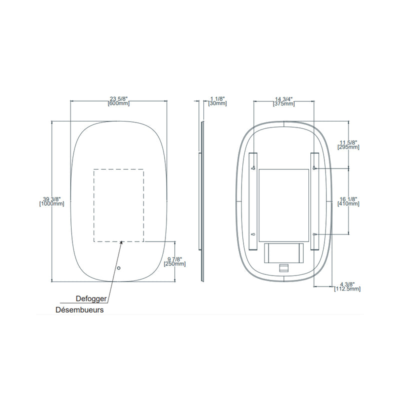 Diffusion Led Touch Vanity Mirror - Wall Mount - 24W x 40H" Glass/Glass