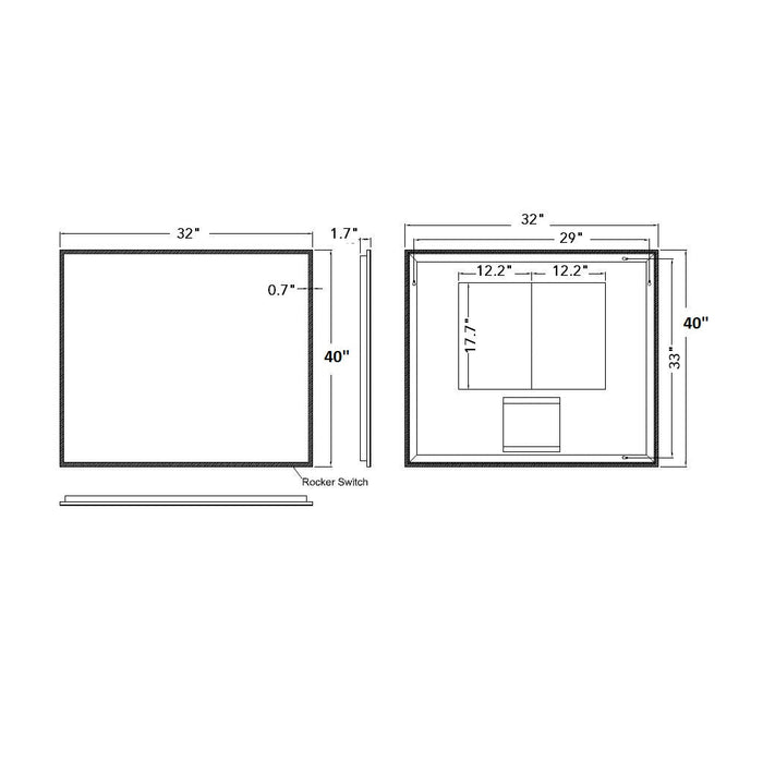 Milan Led Vanity Mirror - Wall Mount - 32W x 40H" Glass/Glass