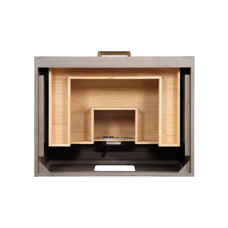 Markham 3 Drawers Bathroom Vanity with Quartz Sink - Floor Mount - 30" Wood/Cashmere Grey/Satin Brass