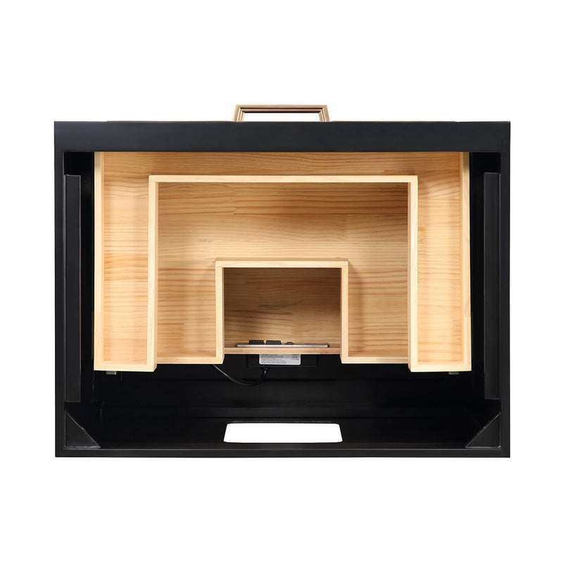 Markham 3 Drawers Bathroom Vanity with Quartz Sink - Floor Mount - 30" Wood/Midnight Black/Satin Brass