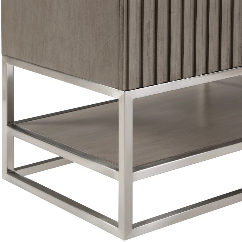 Terra 2 Drawers Bathroom Vanity with Carrara Marble Sink - Floor Mount - 36" Wood/Cashmere Grey/Brushed Nickel