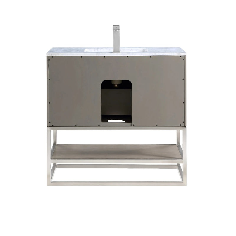 Terra 2 Drawers Bathroom Vanity with Carrara Marble Sink - Floor Mount - 36" Wood/Cashmere Grey/Brushed Nickel