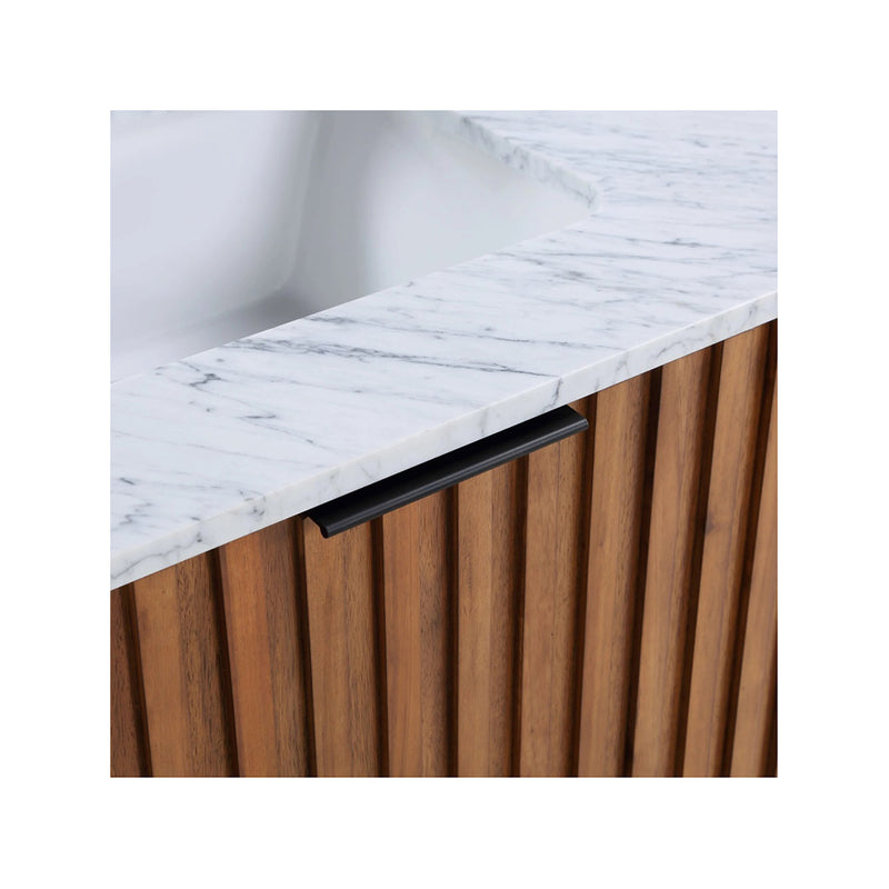 Terra 2 Drawers Bathroom Vanity with Carrara Marble Sink - Floor Mount - 30" Wood/Walnut/Matt Black