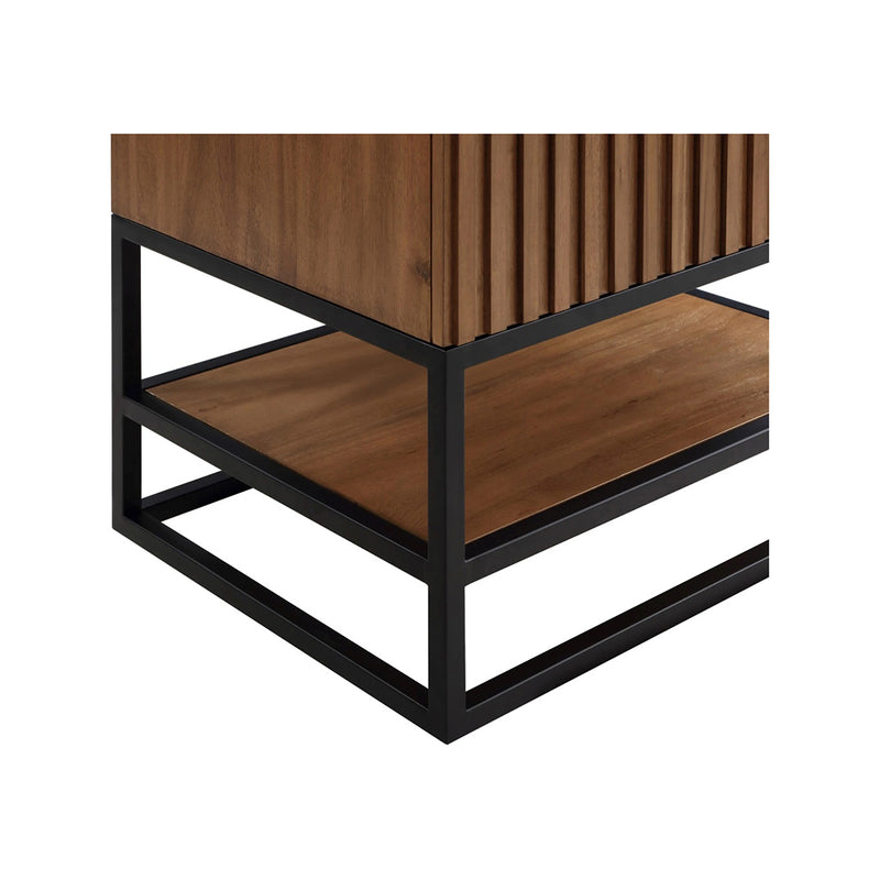 Terra 2 Drawers Bathroom Vanity with Carrara Marble Sink - Floor Mount - 30" Wood/Walnut/Matt Black