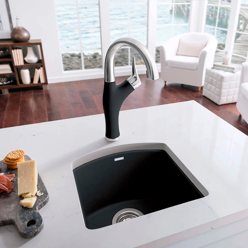 Artona Bar Kitchen Faucet - High Single Hole - 14" Brass/Steel/Coal Black