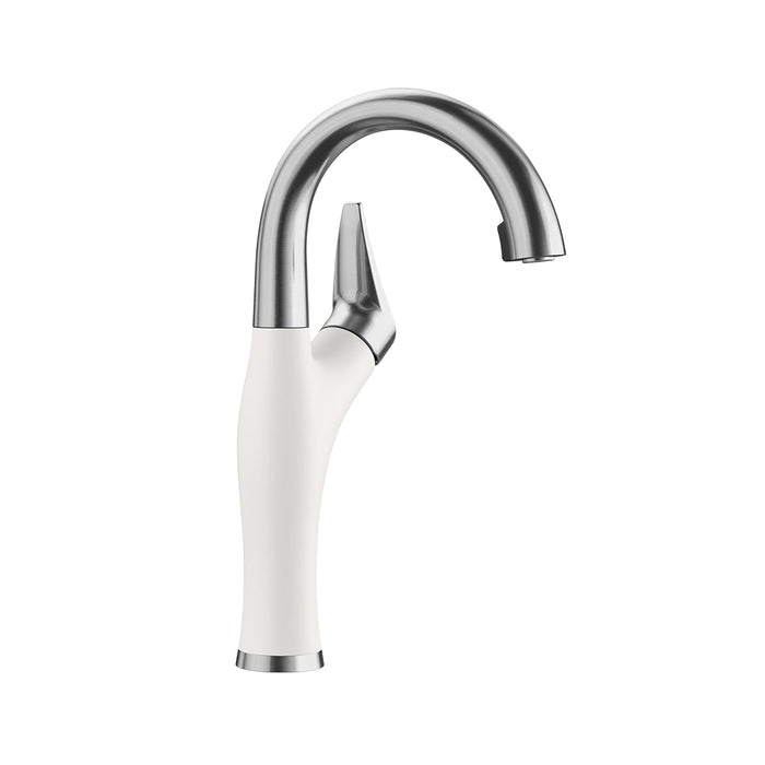 Artona Bar Kitchen Faucet - High Single Hole - 14" Brass/Steel White