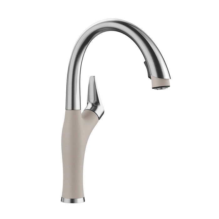 Artona Pull Out Kitchen Faucet - High Single Hole - 9" Brass/Steel/Concrete Gray - Last Unit Special Offer