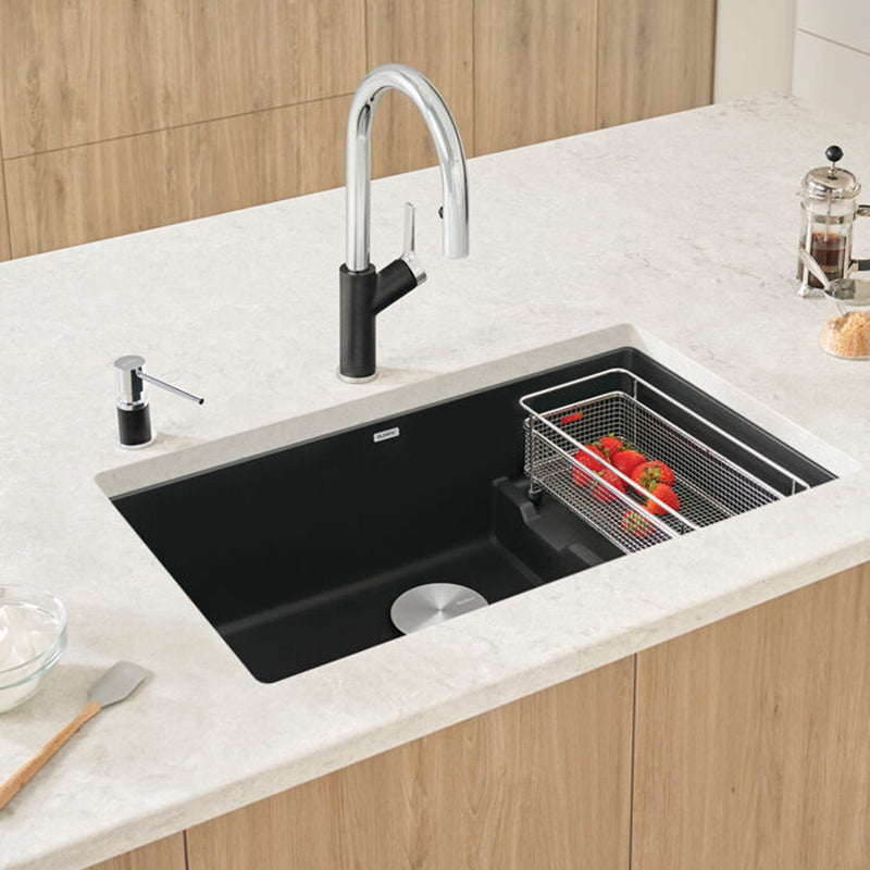 Precis Cascade Double Bowl Kitchen Sink - Under Mount - 29" Granite Composite/Coal Black