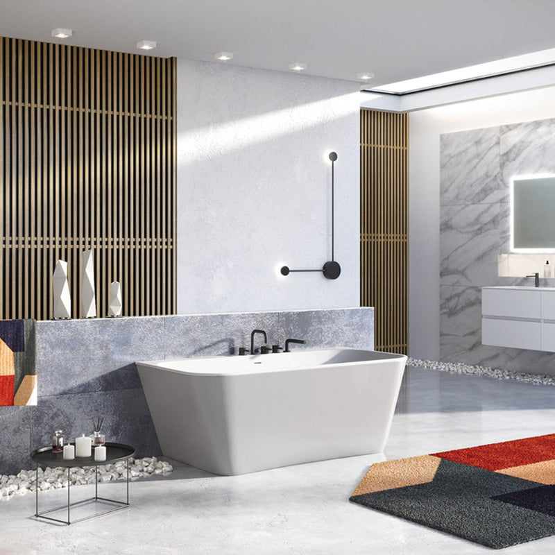 Lumi Rectangular Bathtub - Free Standing - 67" Solid Surface/White