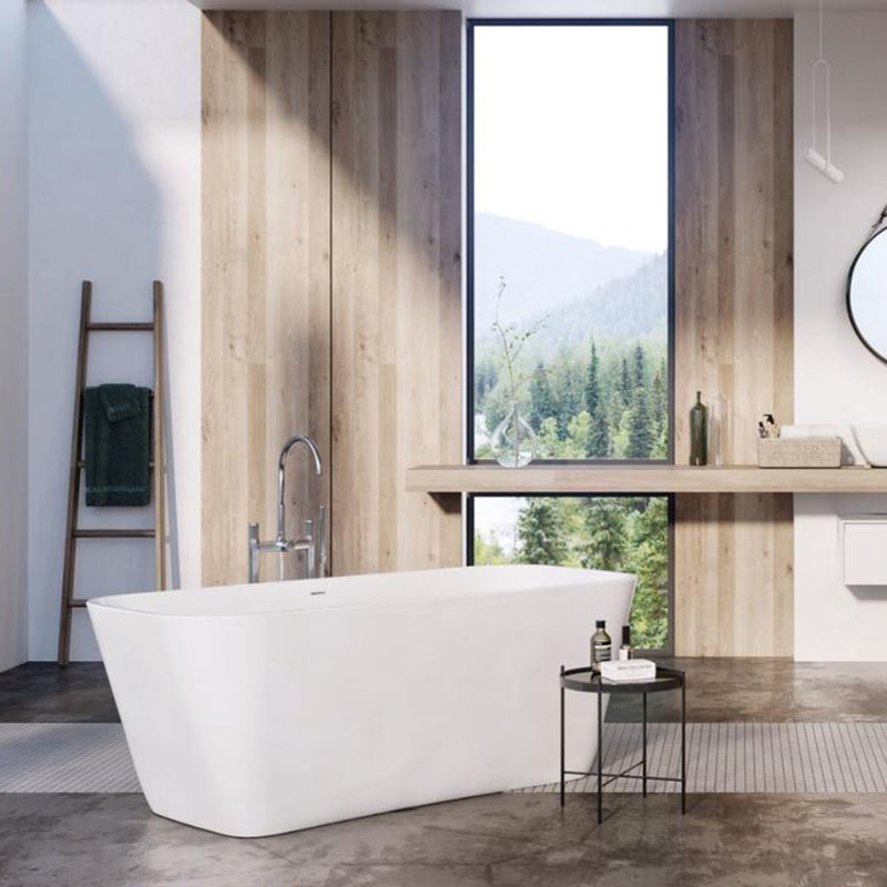 Lumi Rectangular Bathtub - Free Standing - 67" Solid Surface/White