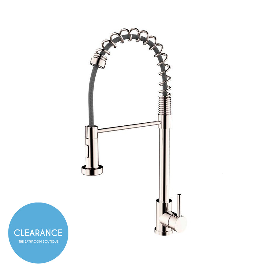 Quality Pull Out Kitchen Faucet - Single Hole - 17" Brass/Brushed Nickel (Final Sale)