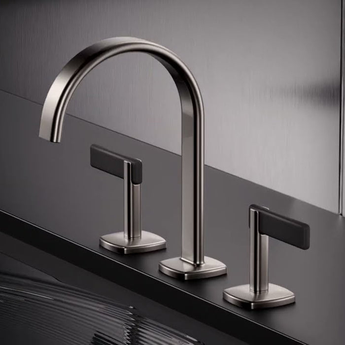 Allaria Lever Handles Bathroom Faucet - Widespread - 9" Brass/Brilliance Black Onyx/Matte Black