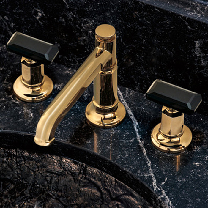 Invari ECO Crystal Handles Bathroom Faucet - Widespread - 8" Brass/Polished Gold