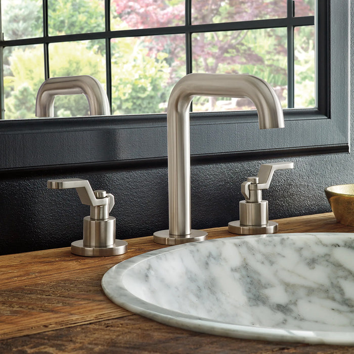 Litze Industrial Lever Handles Bathroom Faucet - Widespread - 8" Brass/Polished Nickel