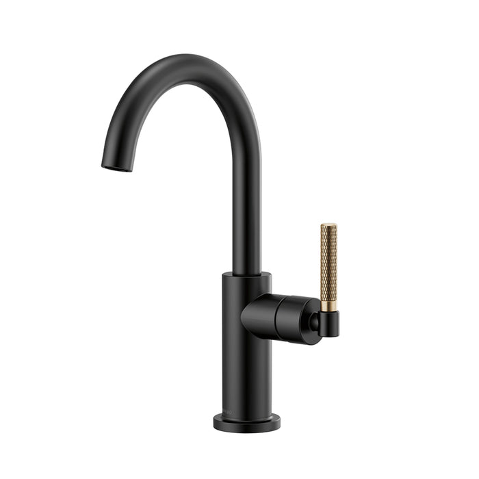 Litze Arc Spout And Knurled Handle Bar Faucet - Single Hole - 12" Brass/Matte Black/Luxe Gold