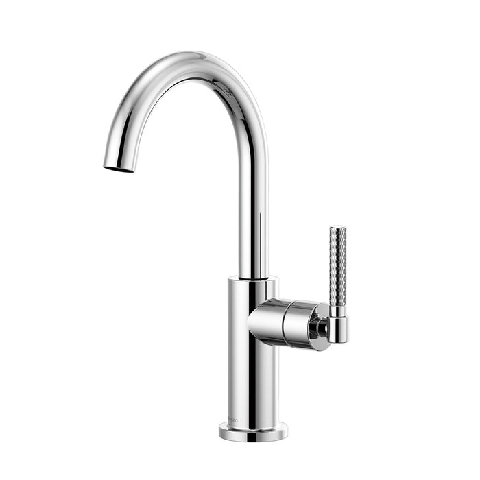 Litze Arc Spout And Knurled Handle Bar Faucet - Single Hole - 12" Brass/Polished Chrome