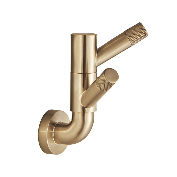 Litze Double Pivoting Hook - Wall Mount - 5" Brass/Luxe Gold