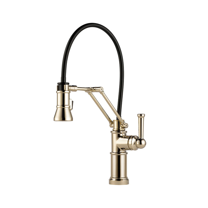 Artesso Pull Out Kitchen Faucet - Single Hole - 22" Brass/Polished Nickel