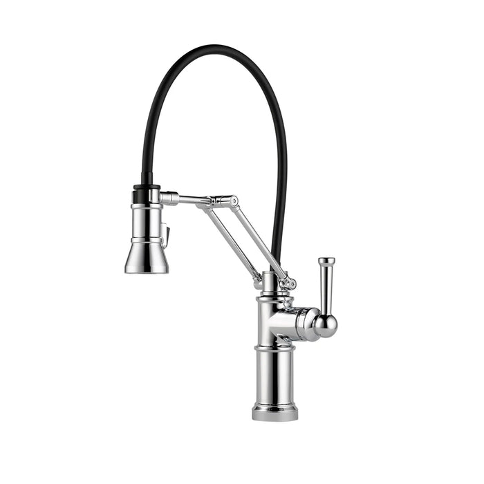 Artesso Pull Out Kitchen Faucet - Single Hole - 22" Brass/Polished Chrome