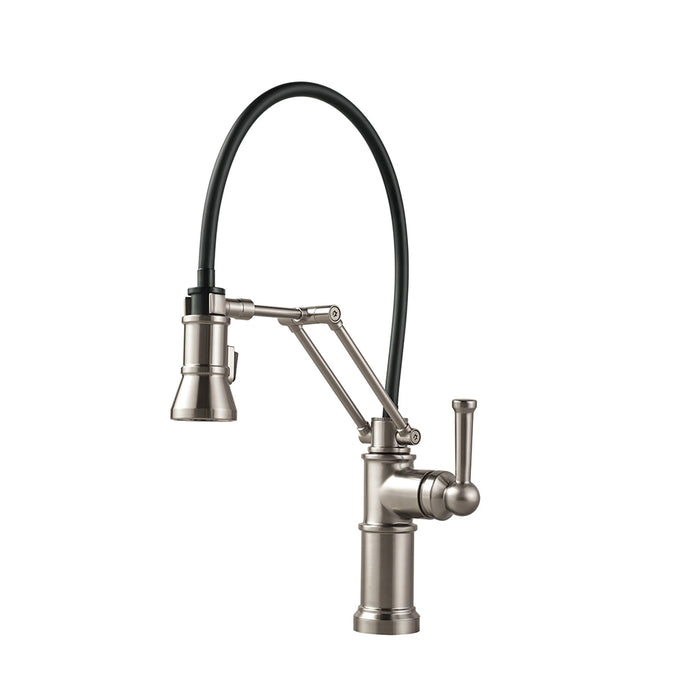 Artesso Pull Out Kitchen Faucet - Single Hole - 22" Brass/Stainless