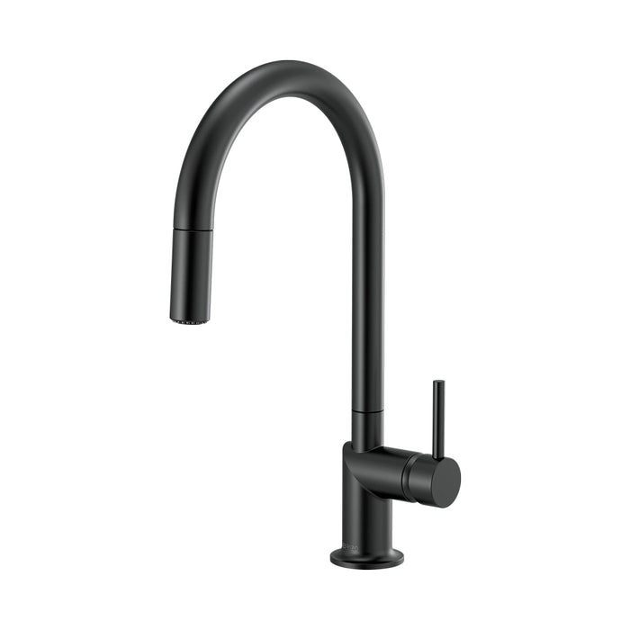 Odin Metal Lever Handle Pull Out Kitchen Faucet - Single Hole - 17" Brass/Matt Black