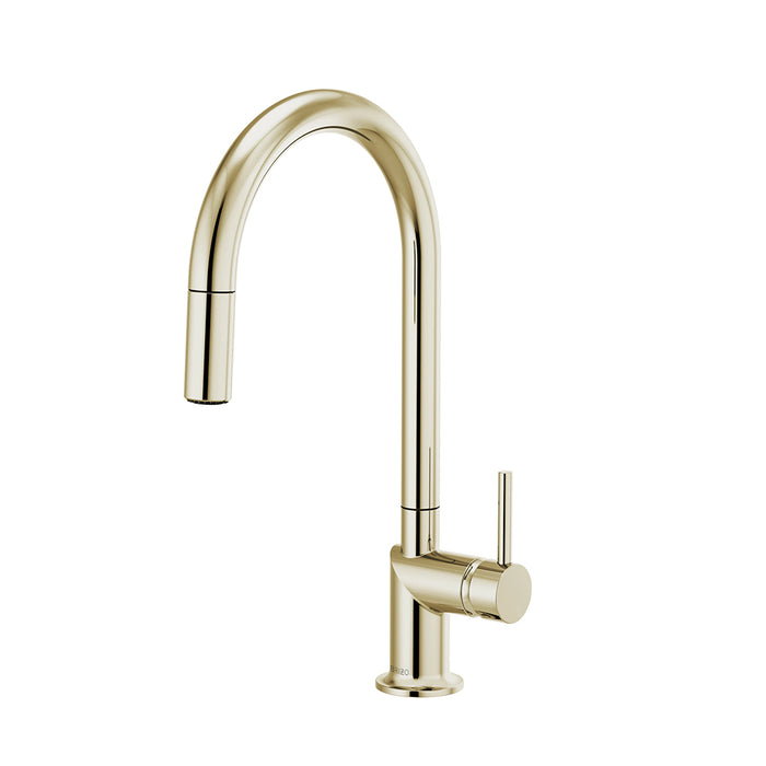 Odin Metal Lever Handle Pull Out Kitchen Faucet - Single Hole - 17" Brass/Polished Nickel