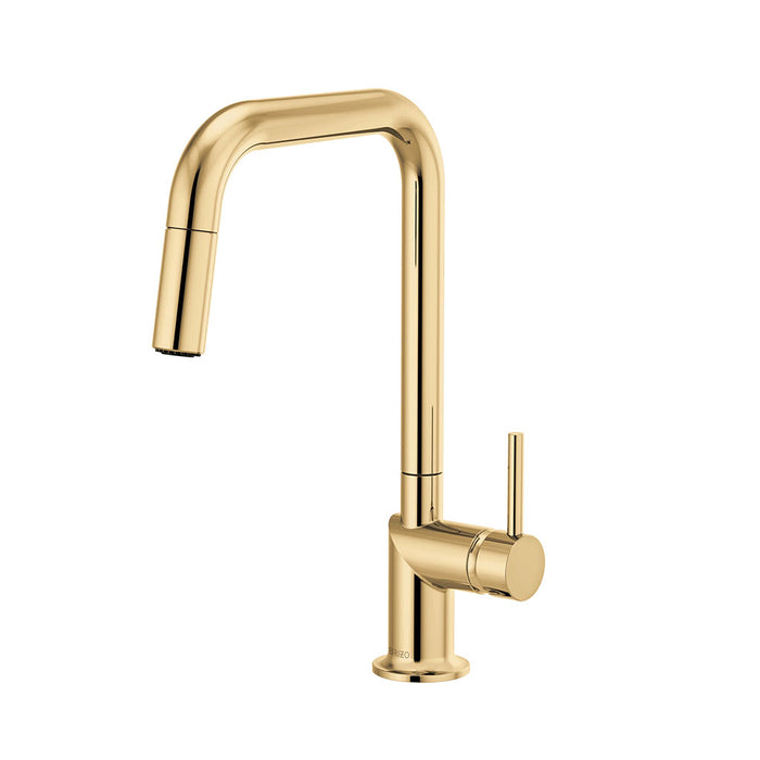 Odin Metal Lever Handle Pull Out Kitchen Faucet - Single Hole - 15" Brass/Polished Gold