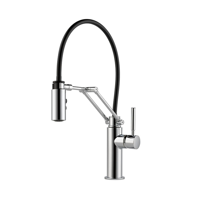 Solna Pull Out Kitchen Faucet - Single Hole - 22" Brass/Polished Chrome