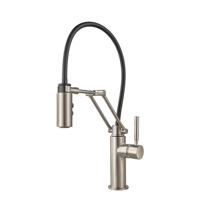 Solna Pull Out Kitchen Faucet - Single Hole - 22" Brass/Stainless Steel
