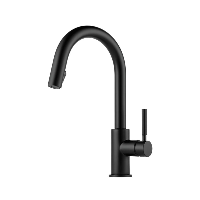 Solna Pull Out Kitchen Faucet - Single Hole - 16" Brass/Matt Black