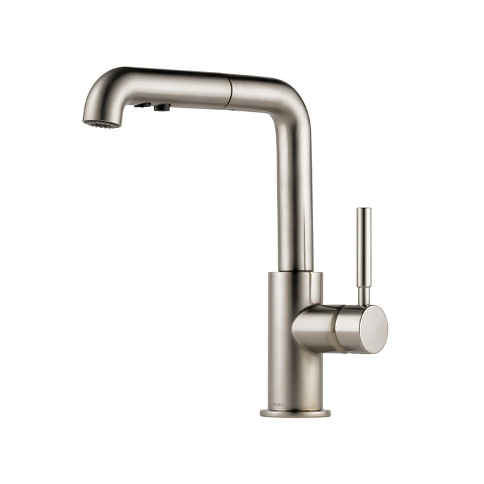 Solna Pull Out Kitchen Faucet - Single Hole - 12" Brass/Stainless Steel