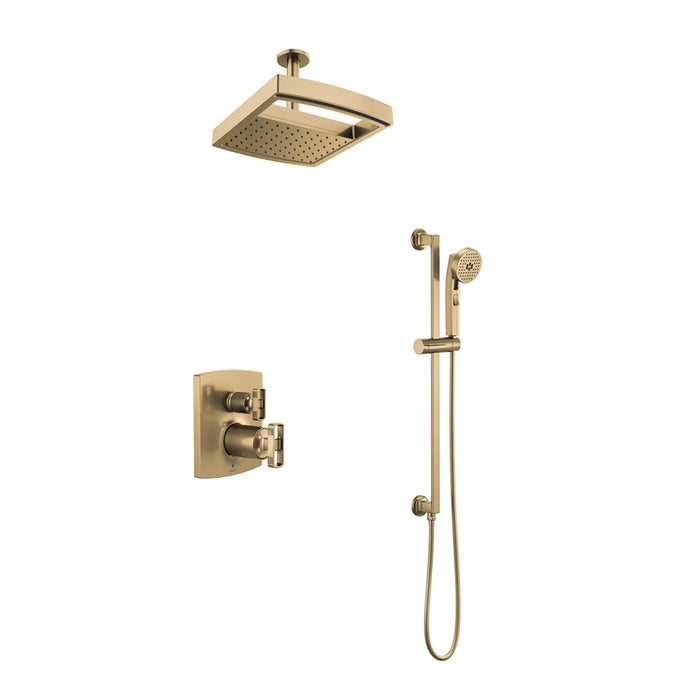Kintsu 6 Function Pressure Balance Trim Complete Shower Set - Ceiling Mount - 14" Brass/Luxe Gold