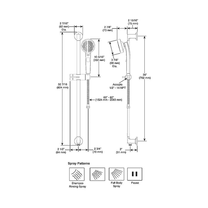 Kintsu 6 Function Pressure Balance Trim Complete Shower Set - Ceiling Mount - 14" Brass/Luxe Nickel