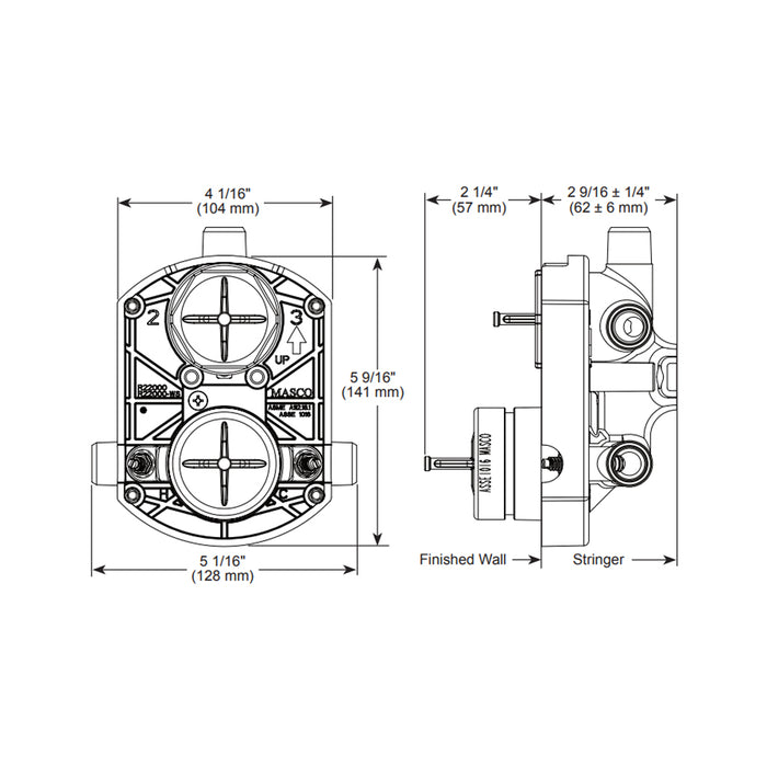 Levoir 3 Function Pressure Balance Trim Complete Shower Set - Wall Mount - 7" Brass/Polished Chrome
