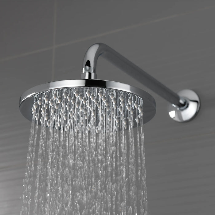 Essential Single Function Shower Head - Wall Or Ceiling Mount - 8" Brass/Luxe Steel
