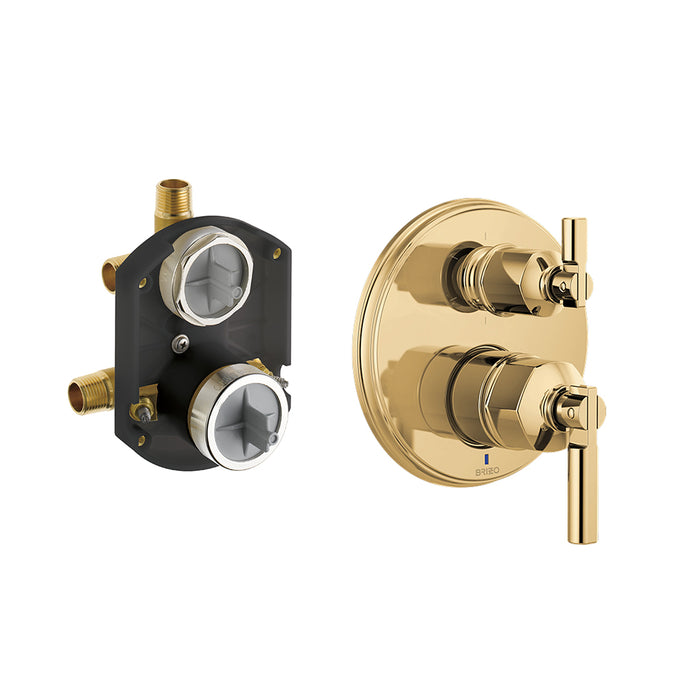 Invari 6 Function Pressure Balance Shower Mixer - Wall Mount - 7" Brass/Polished Gold