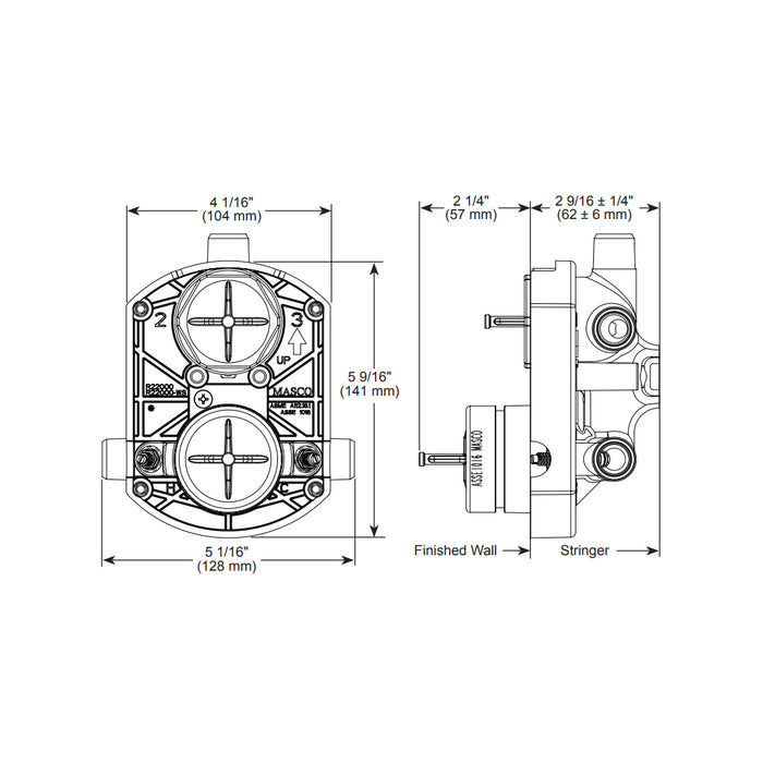 Invari 6 Function Pressure Balance Shower Mixer - Wall Mount - 7" Brass/Luxe Nickel
