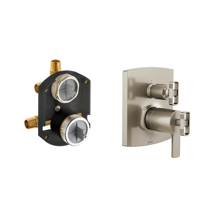 Kintsu 6 Function Pressure Balance Shower Mixer - Wall Mount - 7" Brass/Luxe Nickel