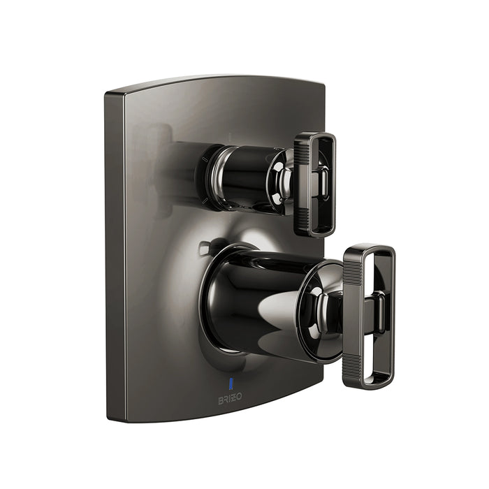 Kintsu 6 Function Pressure Balance Shower Mixer - Wall Mount - 7" Brass/Brilliance Black Onyx