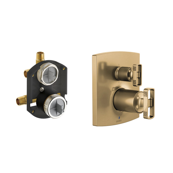 Kintsu 6 Function Pressure Balance Shower Mixer - Wall Mount - 7" Brass/Luxe Gold
