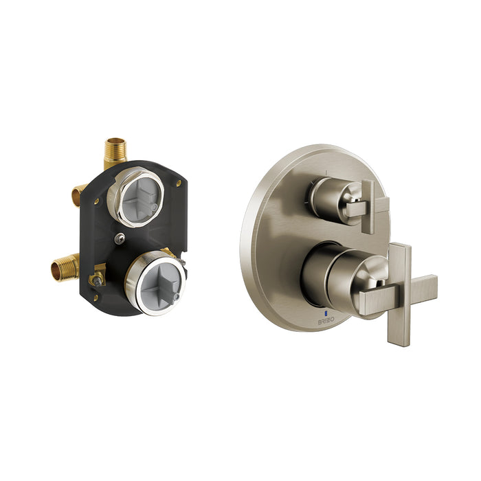Levoir 3 Function Pressure Balance Shower Mixer - Wall Mount - 7" Brass/Luxe Nickel