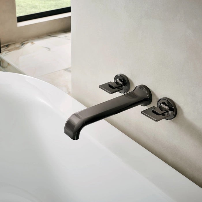 Allaria Complete Tub Faucet - Widespread-Wall Mount - 12" Brass/Matt Black