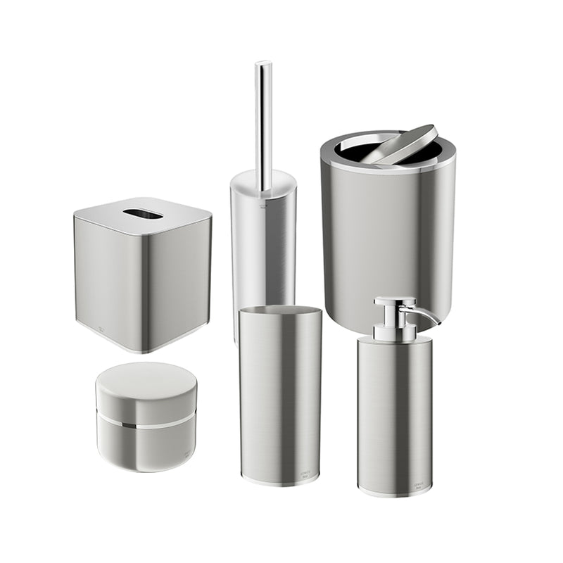 Baia Bathroom Accessories Set - Free Standing - Metal/Brushed Steel