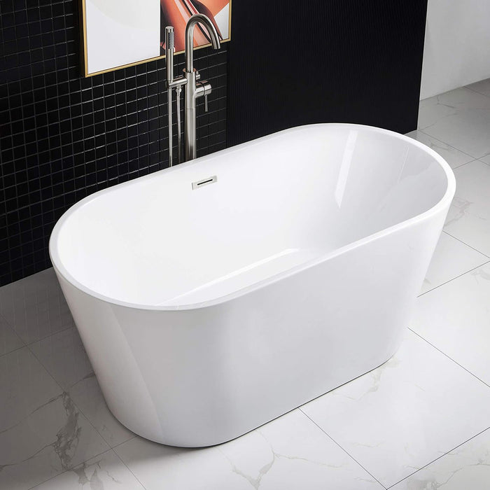 Sleek Round Bathtub - Free Standing - 59" Acrylic/White