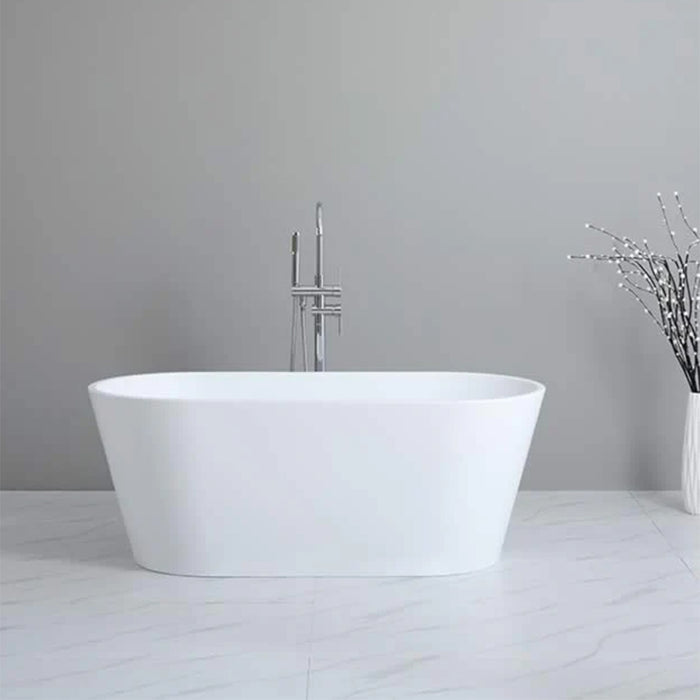 Sleek Round Bathtub - Free Standing - 59" Acrylic/White