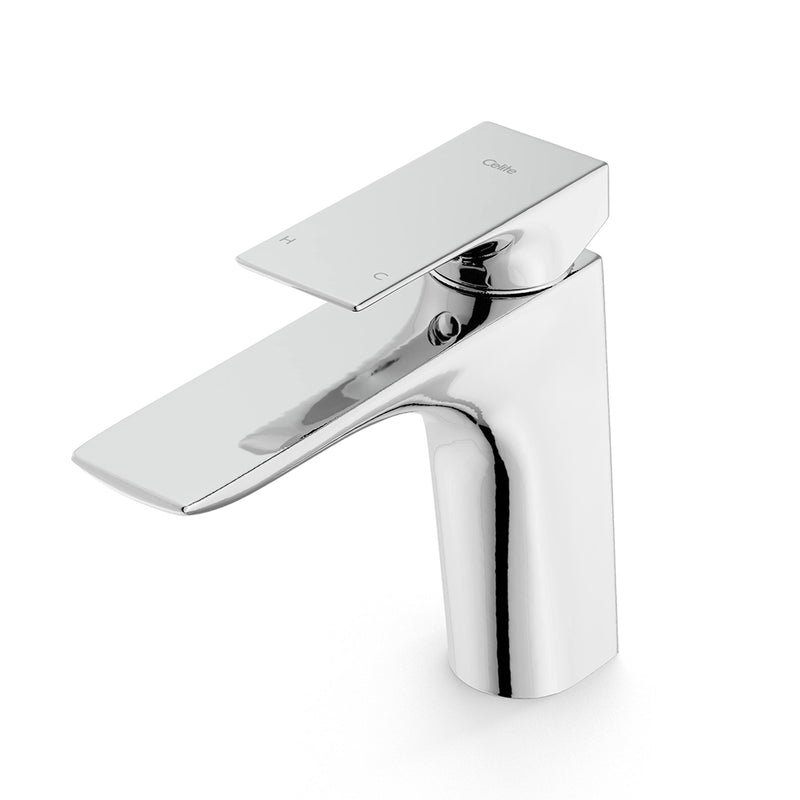 Lean Bathroom Faucet - Single Hole - 6" Brass/Polished Chrome