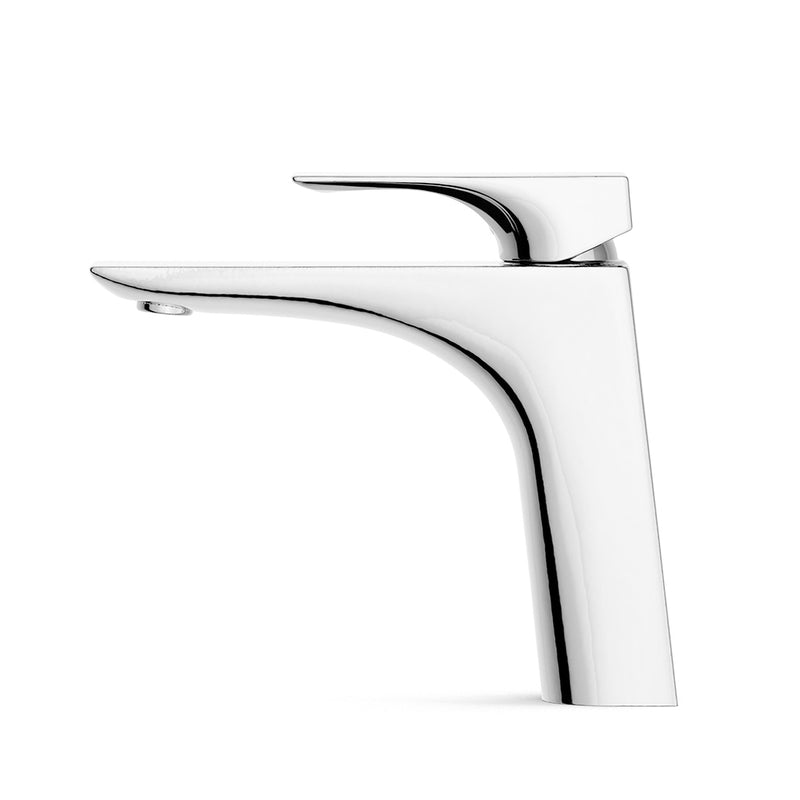 Lean Bathroom Faucet - Single Hole - 6" Brass/Polished Chrome