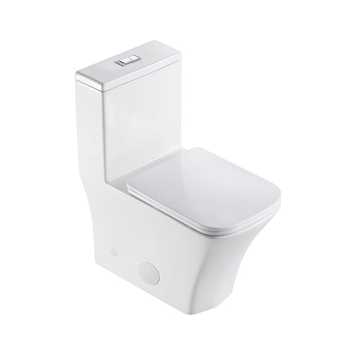 Edge Elongated Complete Dual Flush One Piece Toilet - Floor Mount - 14" Vitreous China/Gloss White